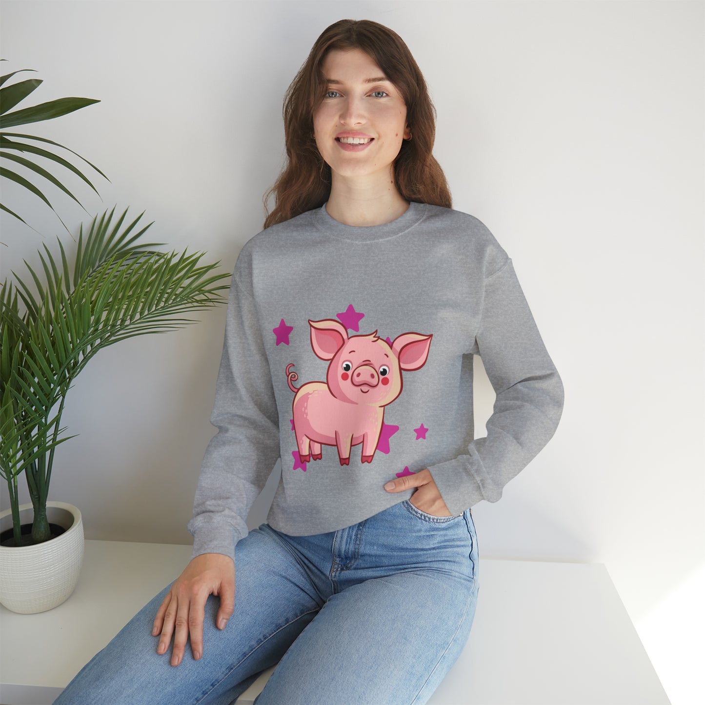 Brighten up your day with this star studded piggy design! Give the gift of this Unisex Heavy Blend™ Crewneck Sweatshirt or get one for yourself.