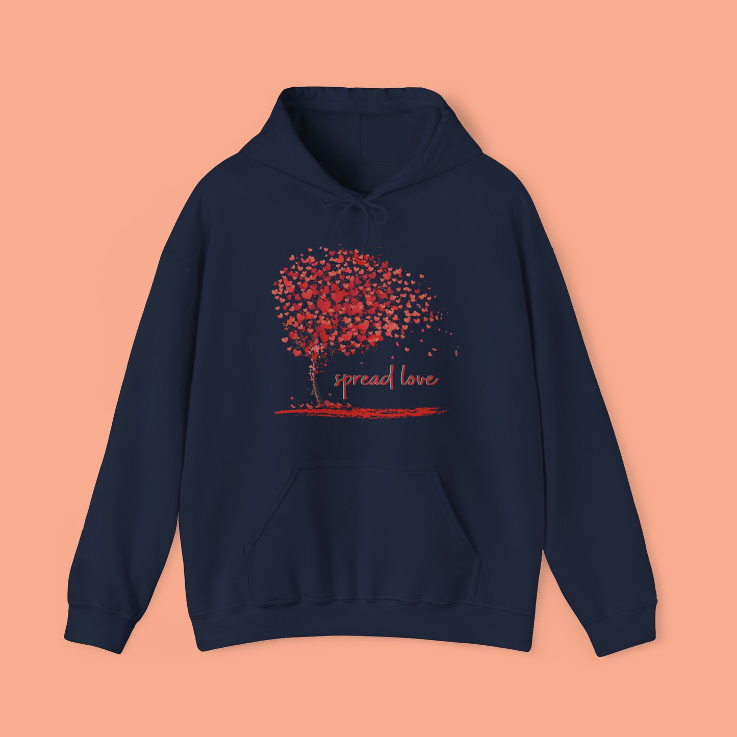 Spread love is the message on this heart filled tree designed Unisex Heavy Blend™ Hooded Sweatshirt