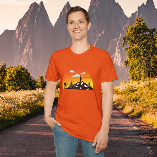 Great shirt for that hiker who just loves to be outdoors to climb mountains or be one with nature on this Unisex Softstyle T-Shirt.