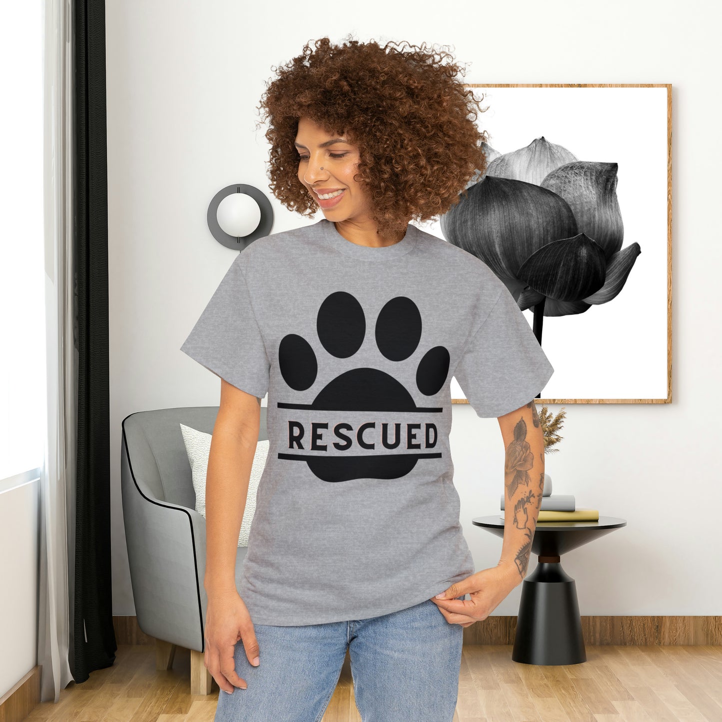 Rescue a furry friend and you will know unconditional love. This Unisex Heavy Cotton Tee is testament to what every dog or cat “rescuer” knows.