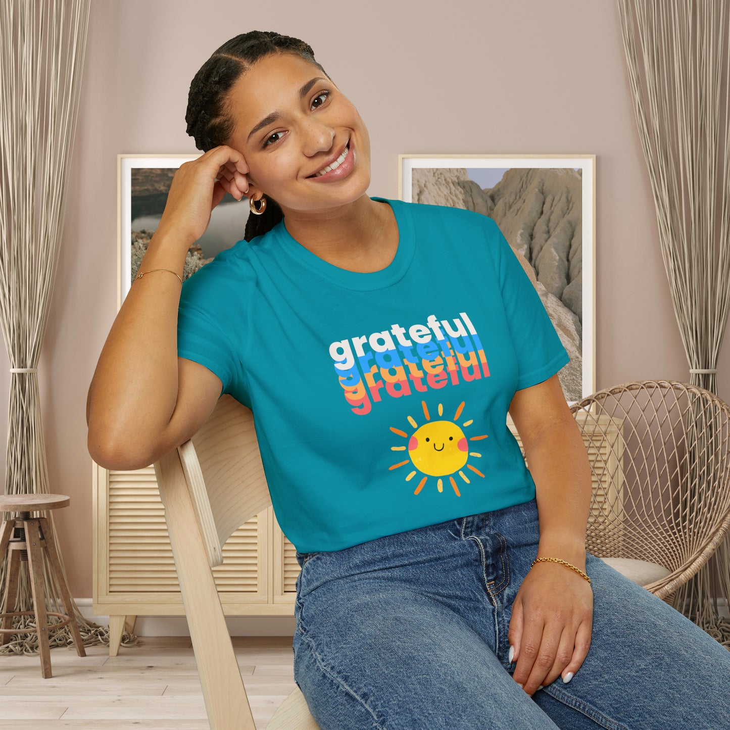 A grateful and sunny disposition Unisex Softstyle T-Shirt to brighten up your day!