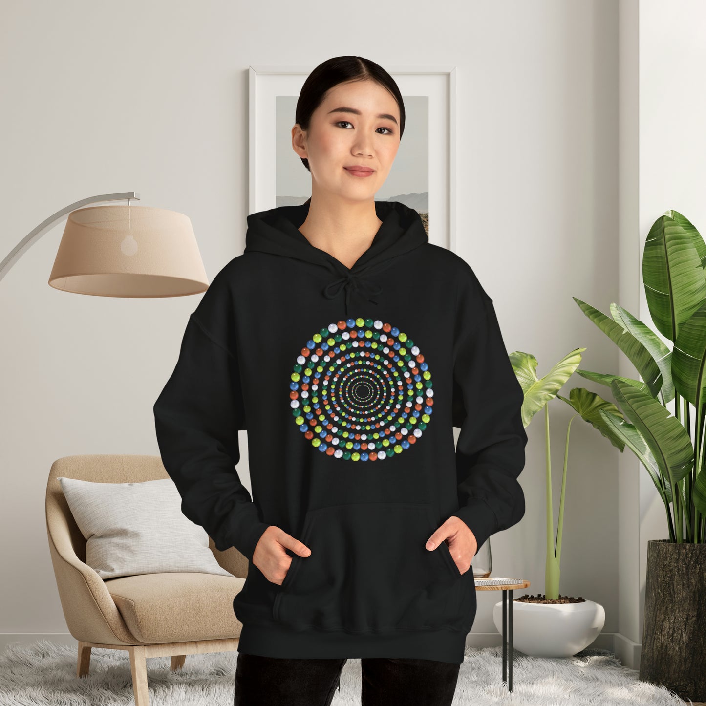 Marbles, colorful and so much fun on this Unisex Heavy Blend™ Hooded Sweatshirt
