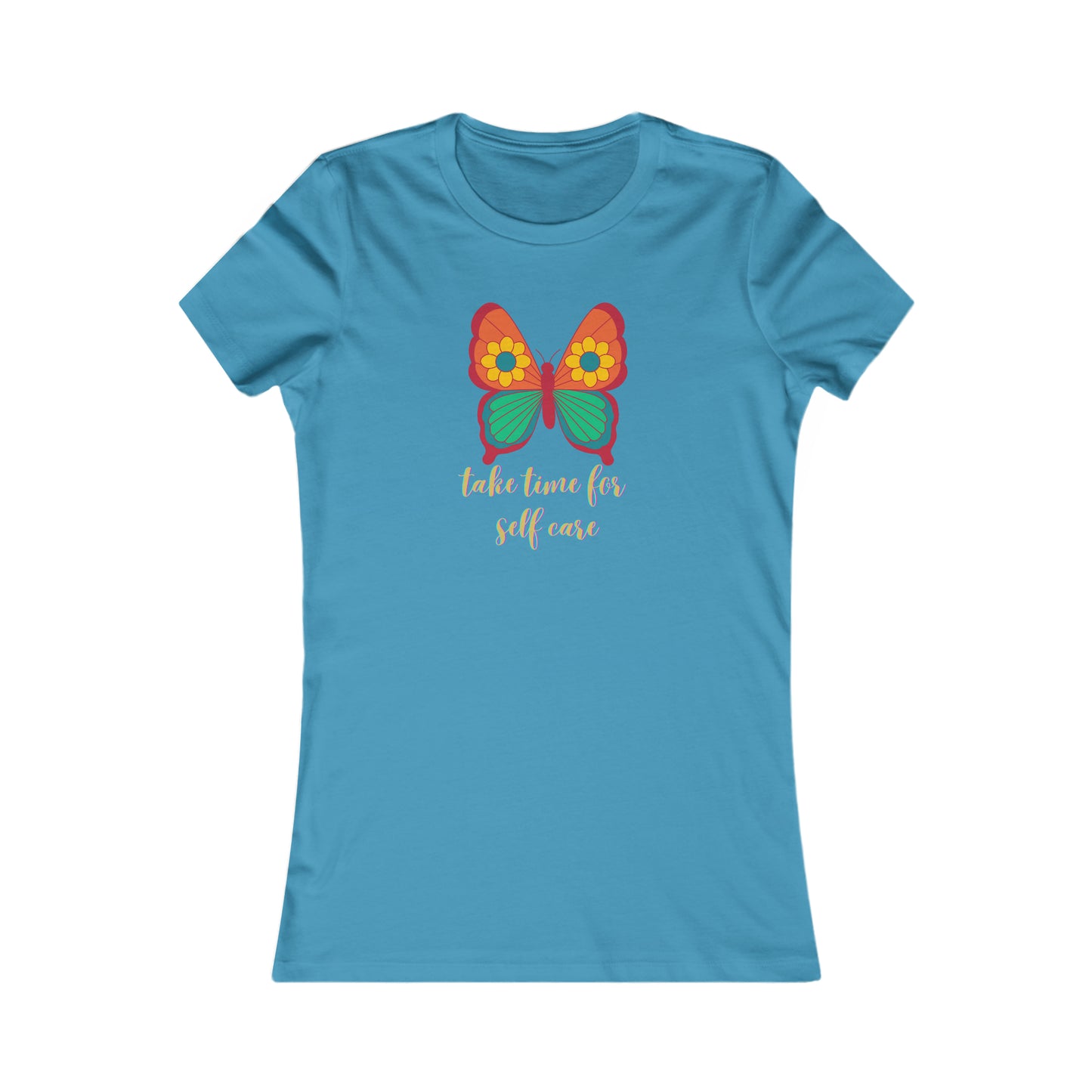 Go ahead and “take time for self care” message on this Women's Favorite Tee design. We all need it for health and wellness. Slim fit so please check the size table.