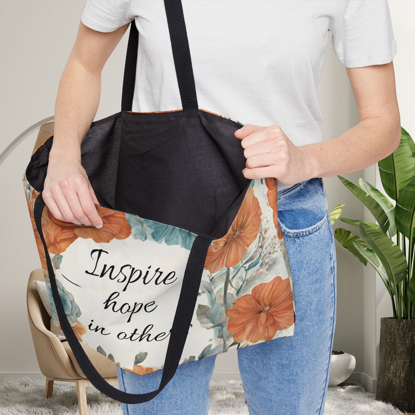 Another version of the flowery “Inspire hope in others” Weekender Tote Bag. You have it in you, we have the potential in all of us.