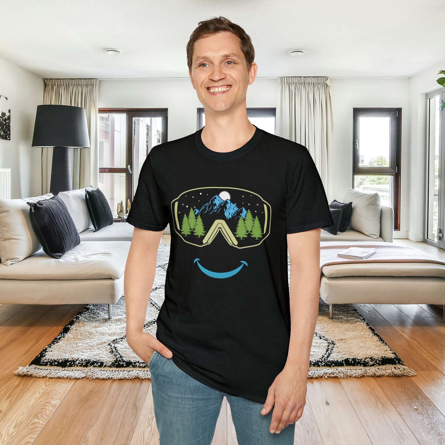 Mountain happy is the message on this Unisex Softstyle T-Shirt.