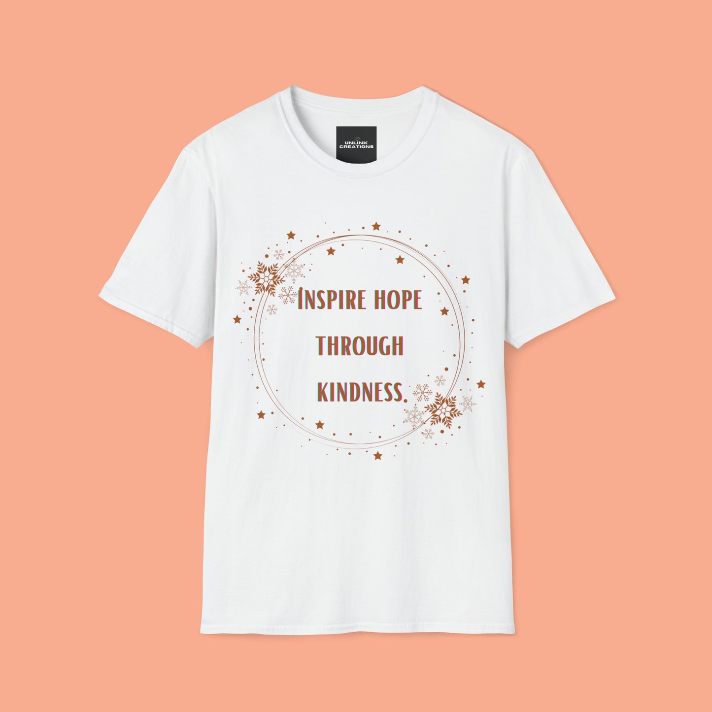 A message of “inspire hope through kindness” on this Unisex Softstyle T-Shirt.