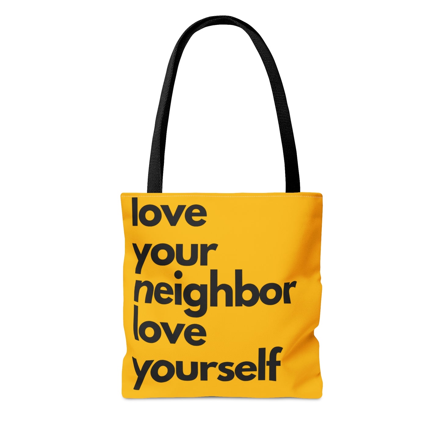 Inspiring and powerful message of love on both sides of this tote bag. Come in 3 sizes to meet your needs.