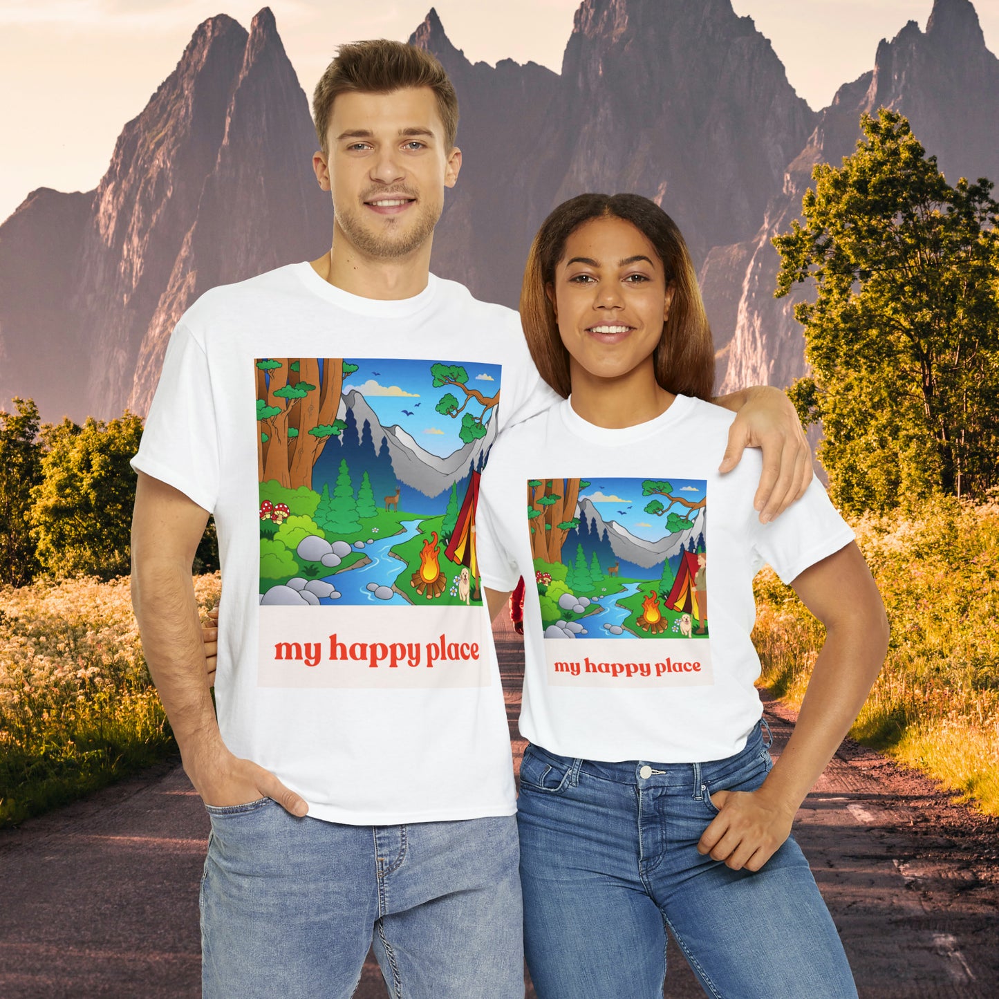 A great shirt for those who love camping in the great outdoors! This Unisex Heavy Cotton Tee is designed to inspire us to spend more time being happy in the great outdoors. Camp, hike and be one with nature.