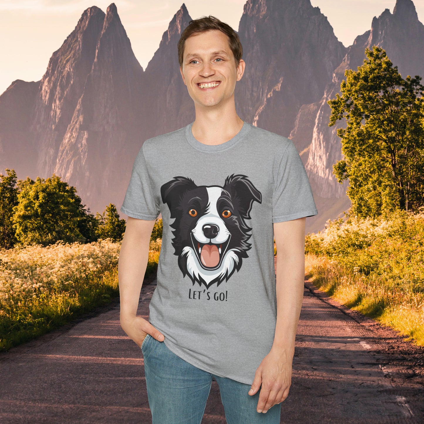 Dog lovers know that look of anticipation and excitement from their dog before a walk, hike or anything fun! This is a Unisex Softstyle T-Shirt.