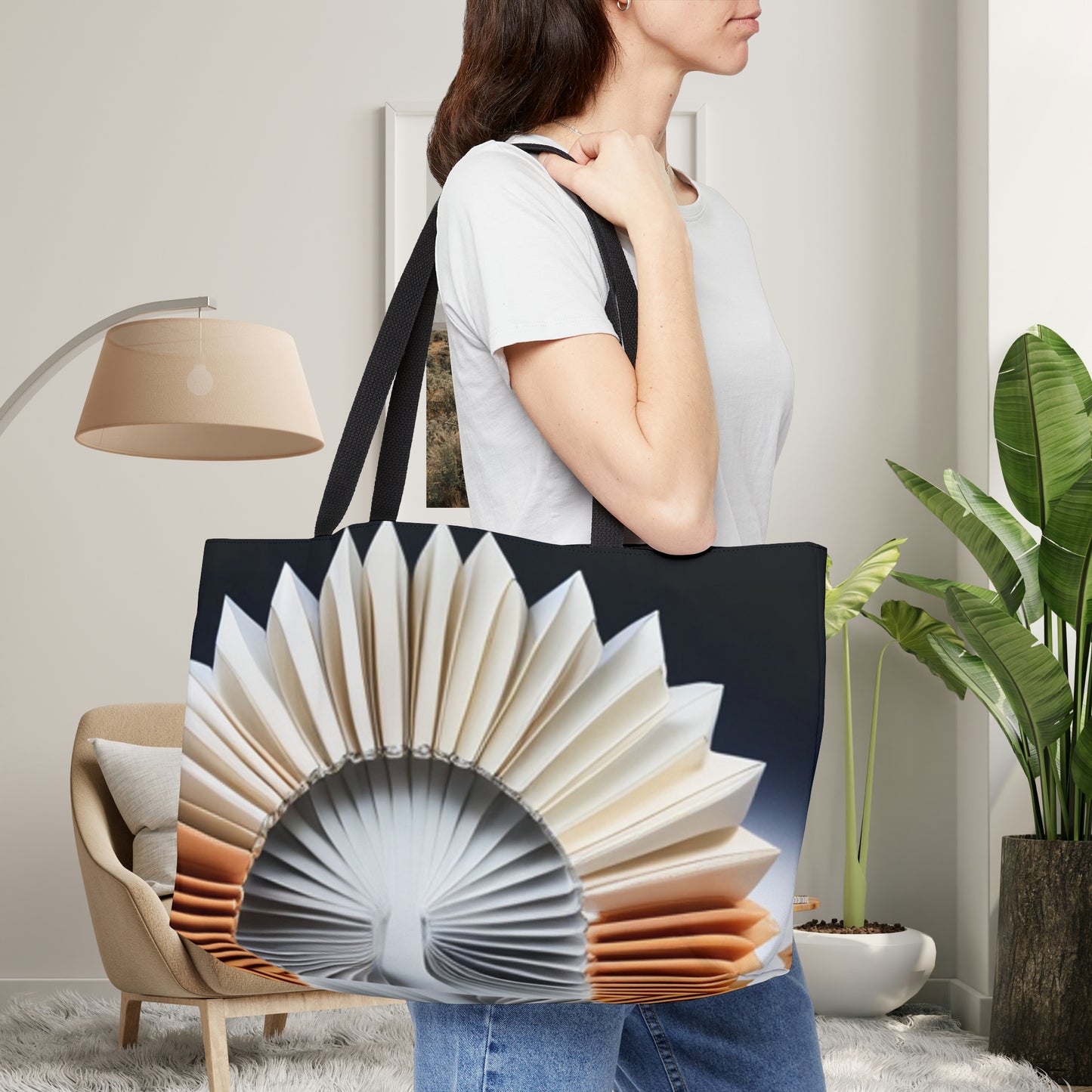 Origami inspired style design on this pretty Weekender Tote Bag.