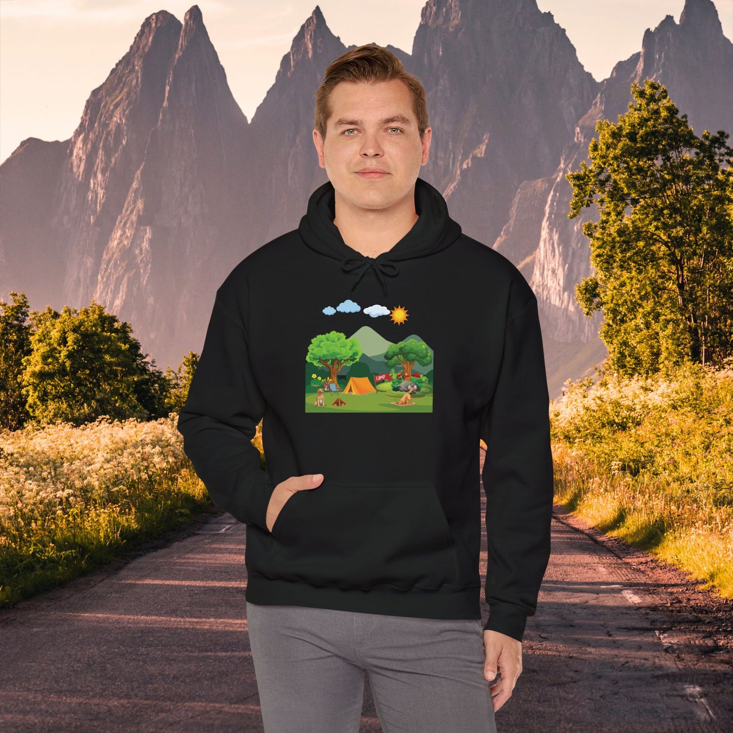 Fun Mountain Camping with the Doggies Unisex Hoodie