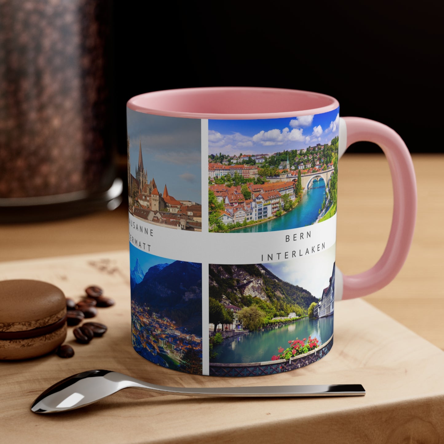 Switzerland! This Travel Accent Coffee Mug is a part of a Travel Series for you to choose from. 11oz. Great as a gift or get one to enjoy yourself.