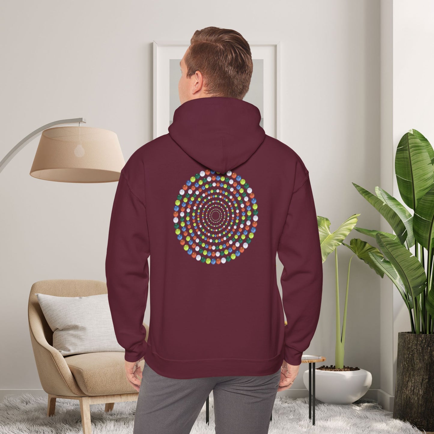 Hooded Sweatshirt - Colorful Marbles Design