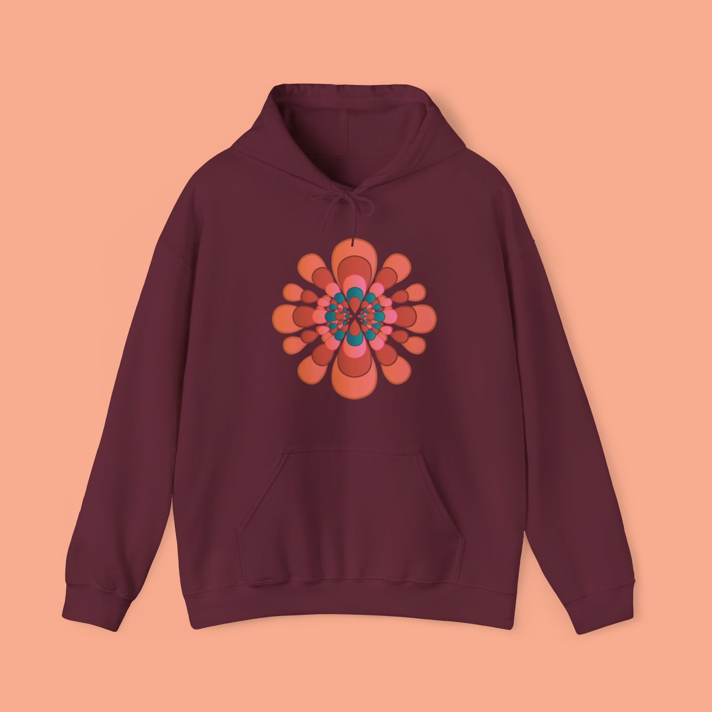 Colorful flower abstract design for this Unisex Heavy Blend™ Hooded Sweatshirt