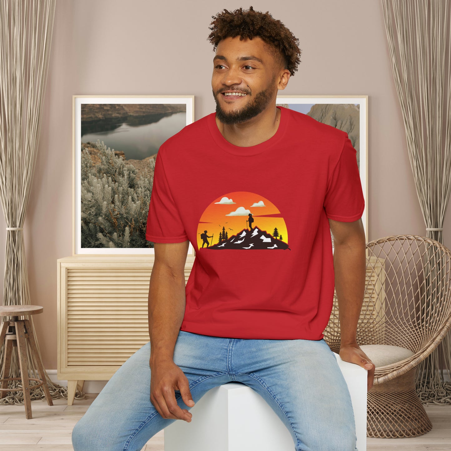 Great shirt for that hiker who just loves to be outdoors to climb mountains or be one with nature on this Unisex Softstyle T-Shirt.