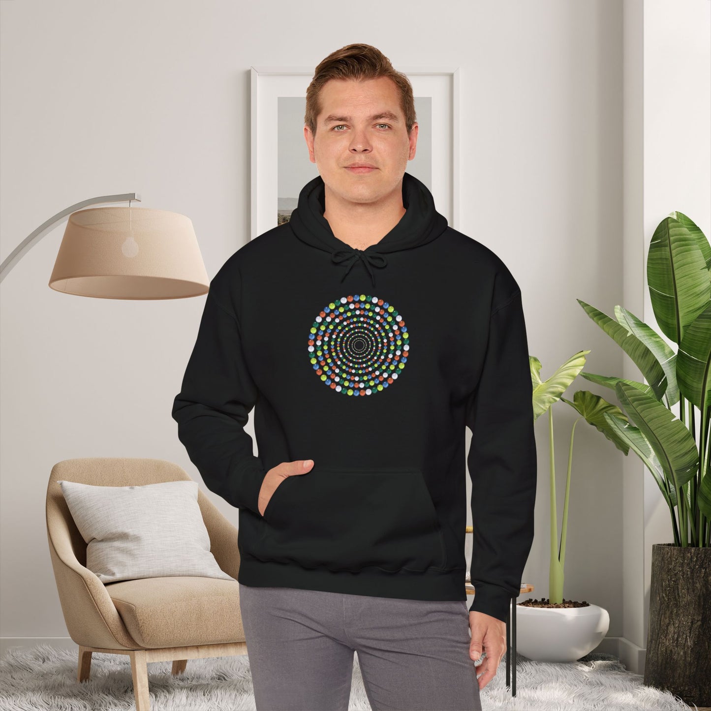 Hooded Sweatshirt - Colorful Marbles Design