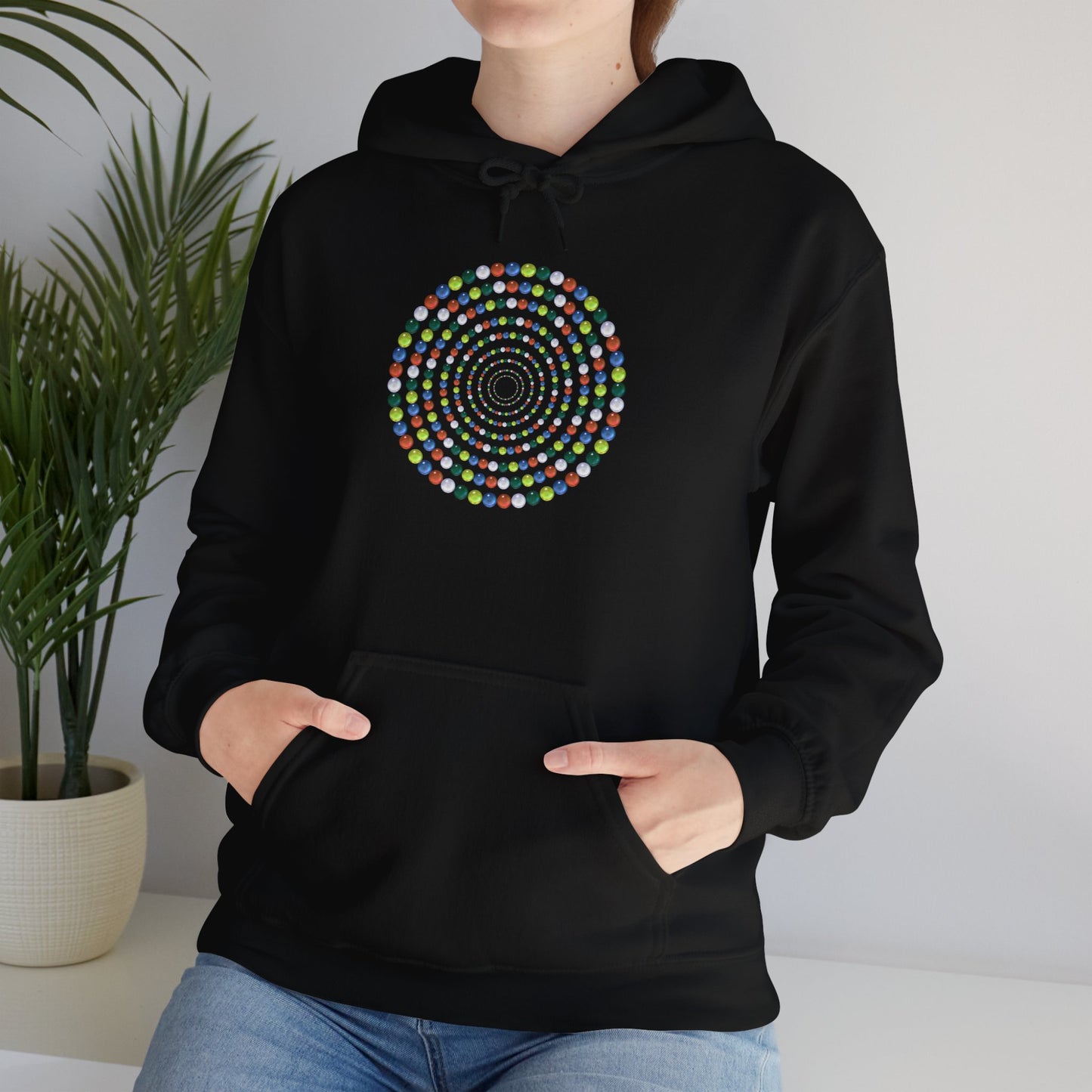 Hooded Sweatshirt - Colorful Marbles Design