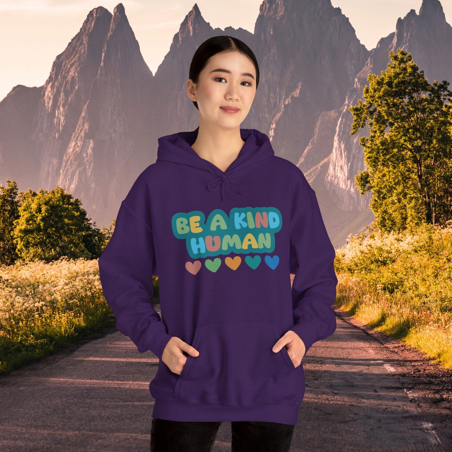 Be a kind human with hearts Hoodie Sweatshirt