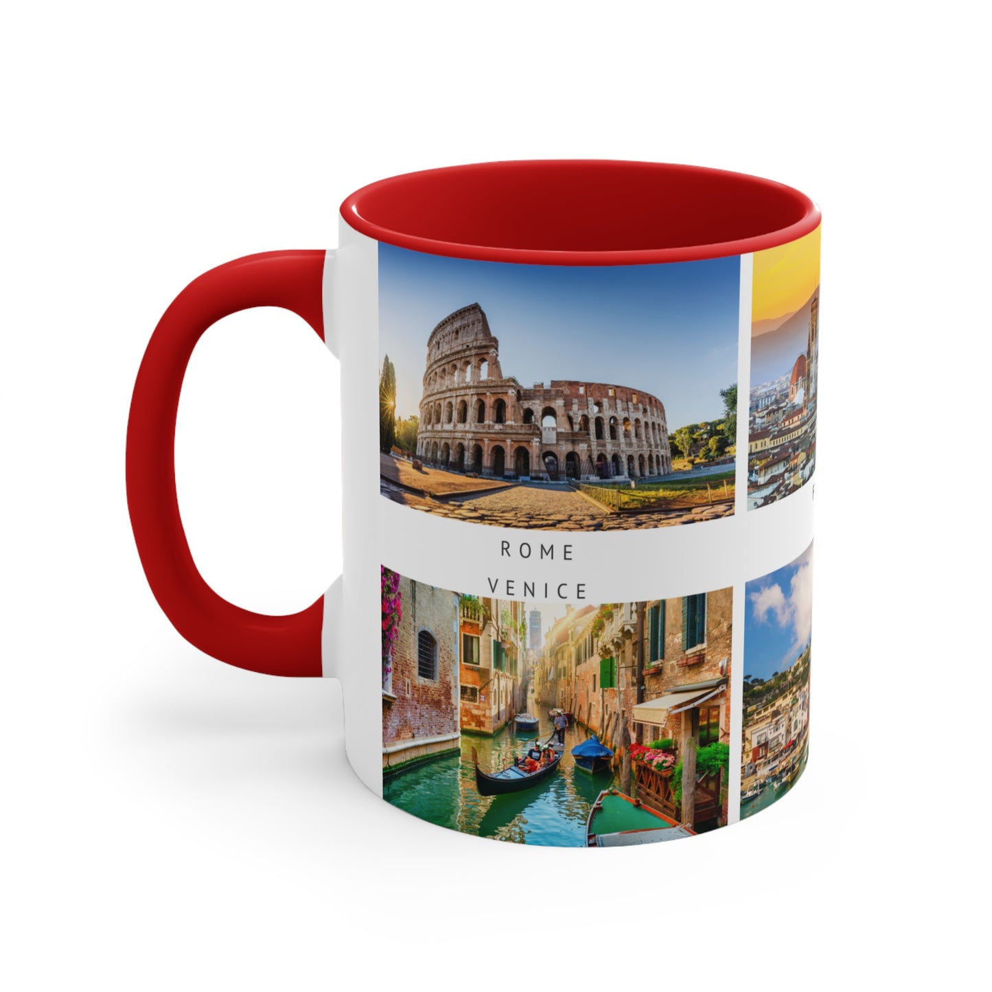 Italy! This Travel Accent Coffee Mug is a part of a Travel Series for you to choose from. 11oz. Great as a gift or get one to enjoy yourself.