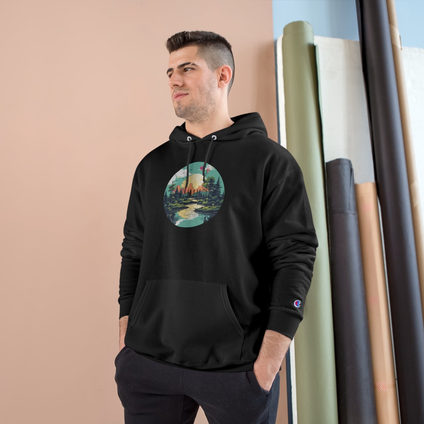 Nature is calling on this great outdoors design made for a very comfortable Champion Hoodie.